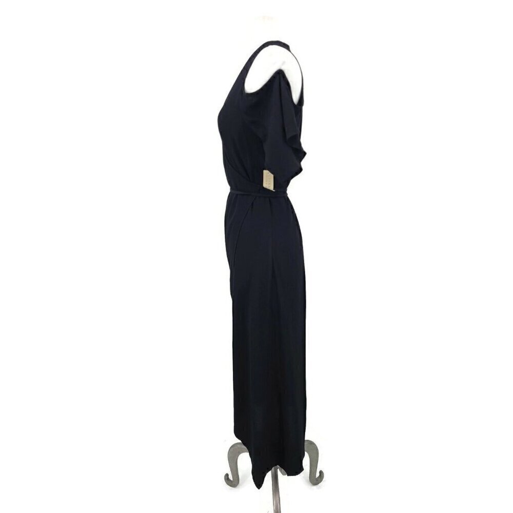 New Flynn Skye Devon Dress Womens XS Solid Black Wrap Cold Shoulder - Picture 6 of 9